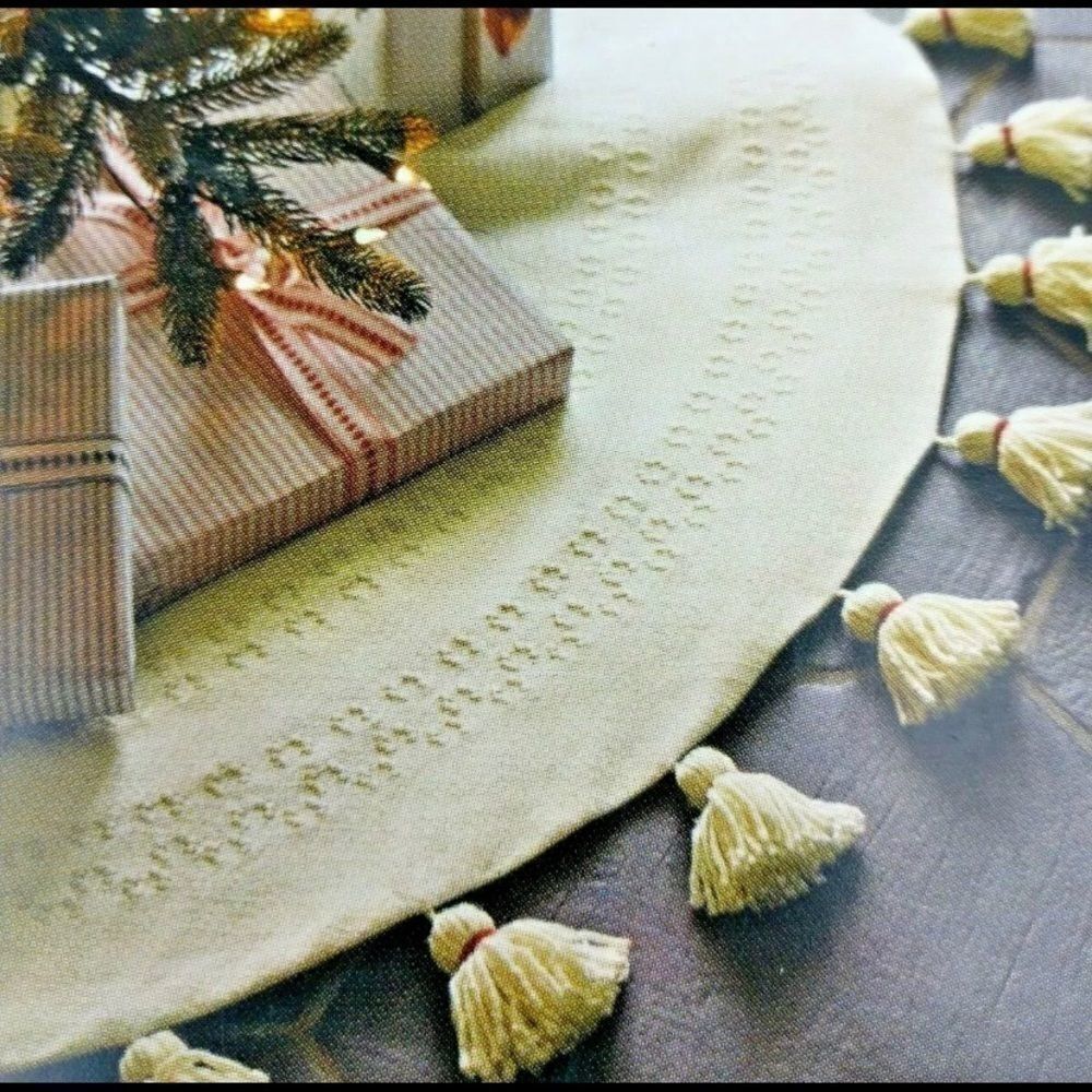 Hearth & Hand Cream Embroidered tree skirt